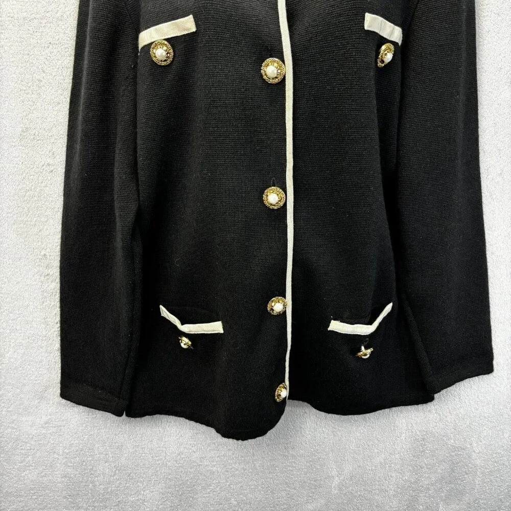 Vintage 90s‎ Express Tricot Cardigan Sweater Womens Large L Black Pearl Italy